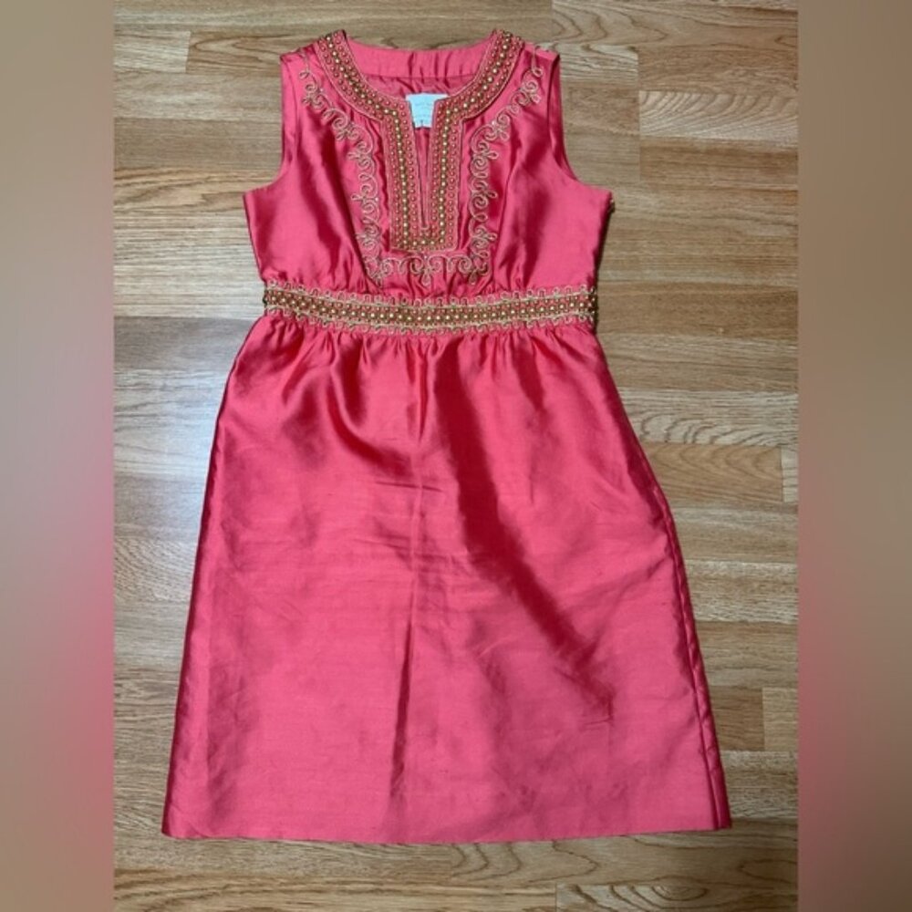 Kate Spade Embellished Silk Blend Dress coral 6